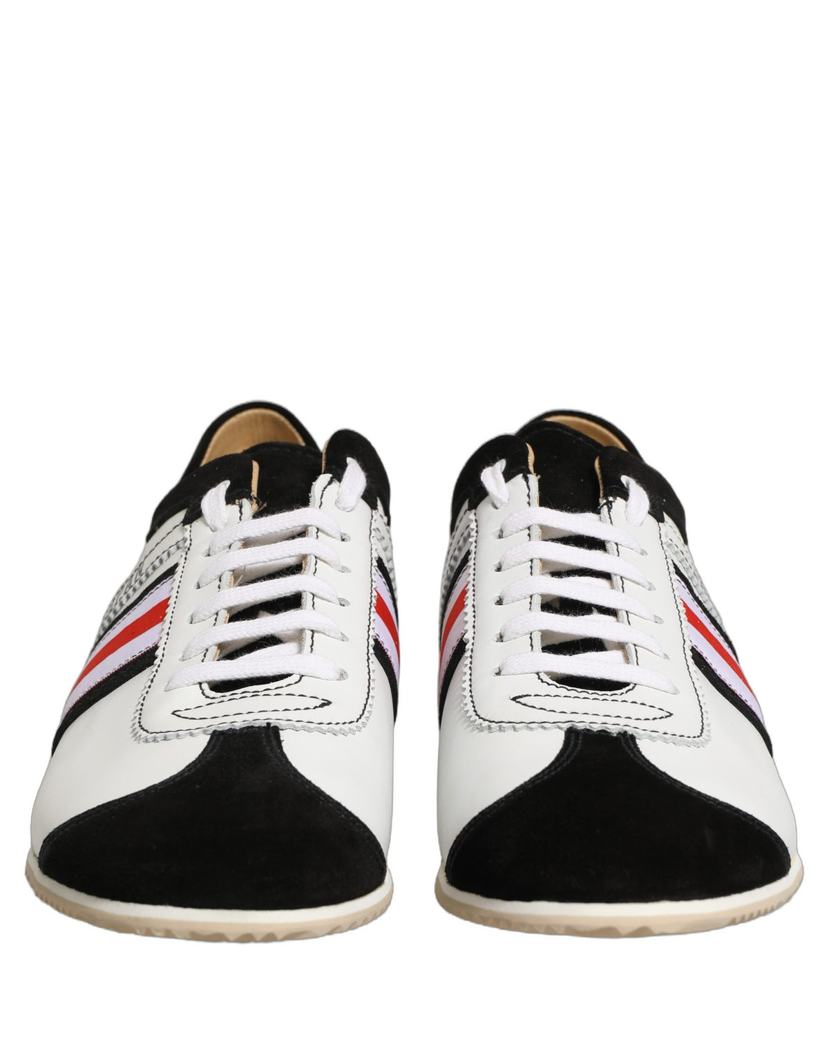 Baskets Dolce & Gabbana femme en cuir et suède blanc et noir – LA13447