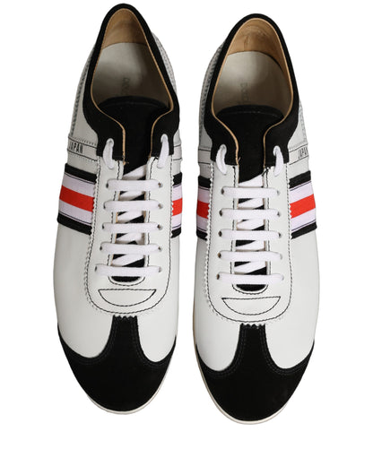 Baskets Dolce & Gabbana femme en cuir et suède blanc et noir – LA13447