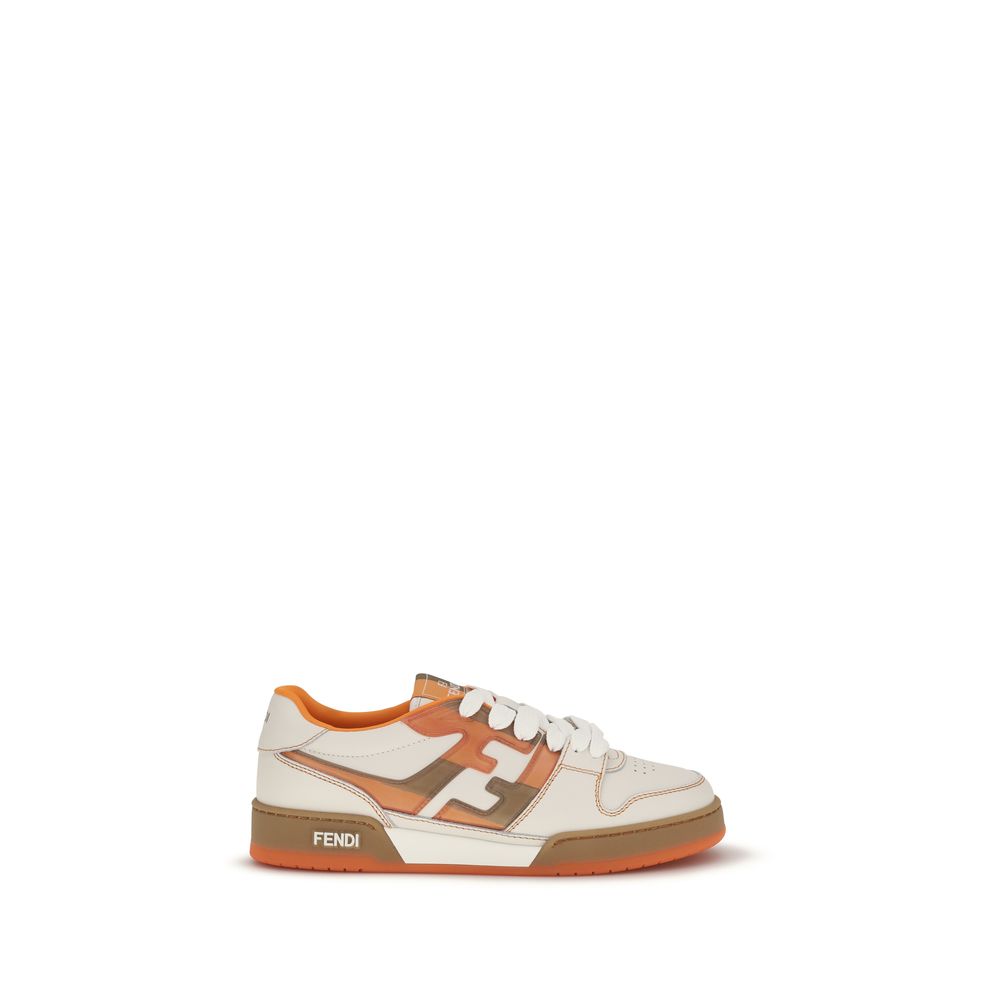 Fendi – Sneakers Match en Cuir Grainé | Logo FF Semi-Transparent | Collection AW26