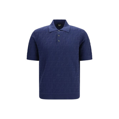 Fendi Blue Cotton Polo Shirt