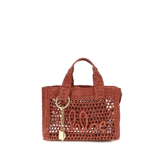 Chloé Summer Banana Tote Bag Small — Rafia & Cuir Buffle | Charms & Chaîne | AW26