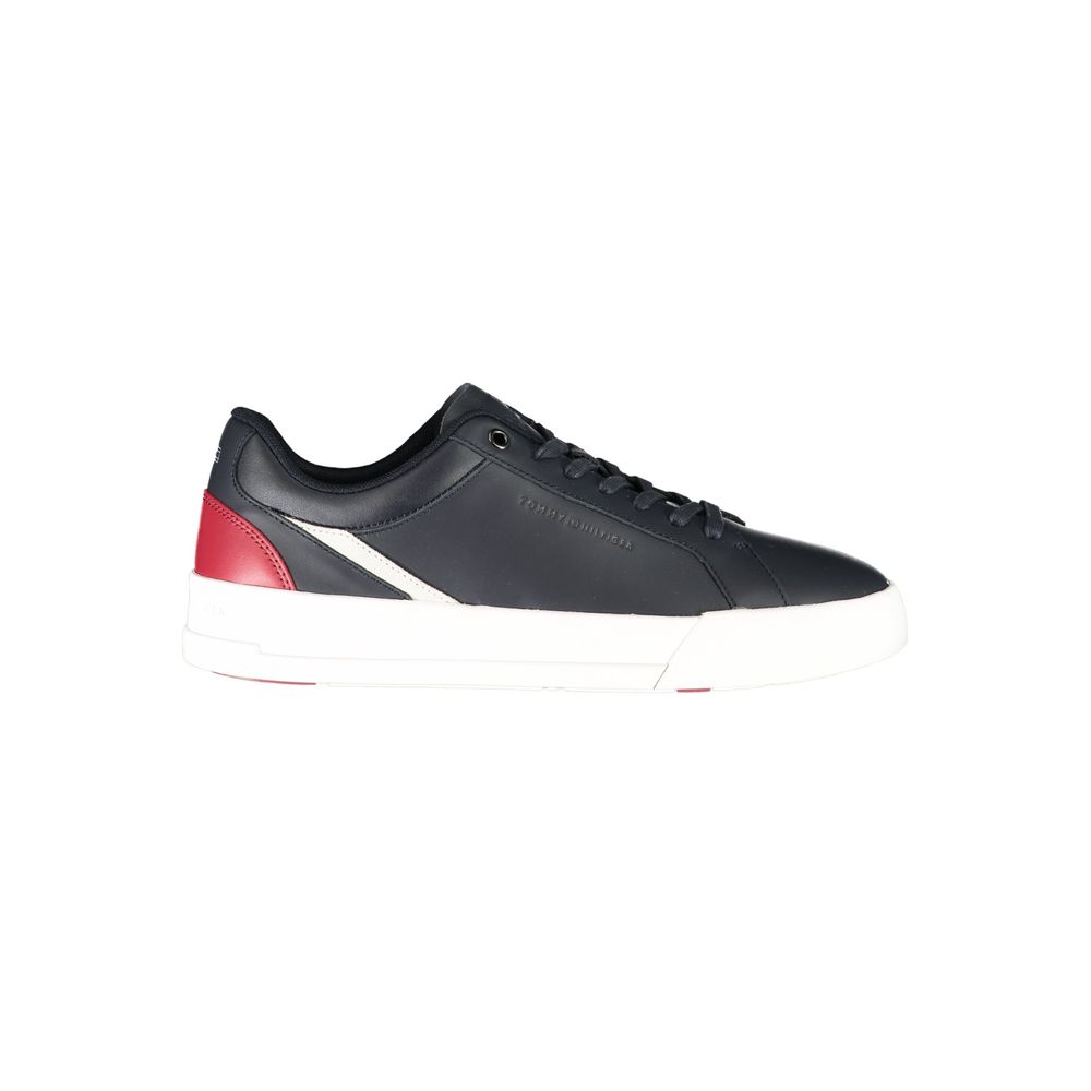 Tommy Hilfiger – Sneakers Homme Bleu | Détails Rouge & Blanc Contrastants | Logo Print | Semelle Amovible