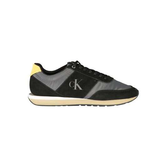 Calvin Klein – Sneakers Homme Noir | Détails Gris & Ocre | 50% Fibres Recyclées | Logo | Semelle Amovible