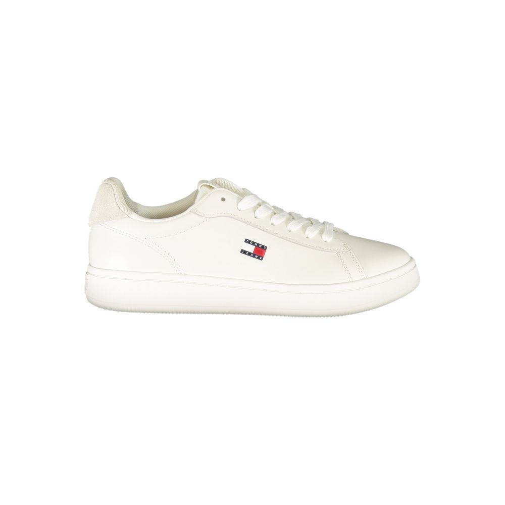 Tommy Hilfiger – Sneakers Femme Blanc | Détails Crème Contrastants | Logo Print | Semelle Amovible