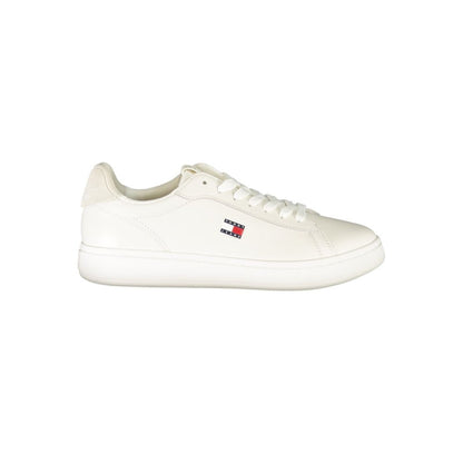 Tommy Hilfiger – Sneakers Femme Blanc | Détails Crème Contrastants | Logo Print | Semelle Amovible