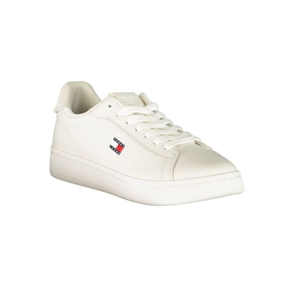 Tommy Hilfiger – Sneakers Femme Blanc | Détails Crème Contrastants | Logo Print | Semelle Amovible