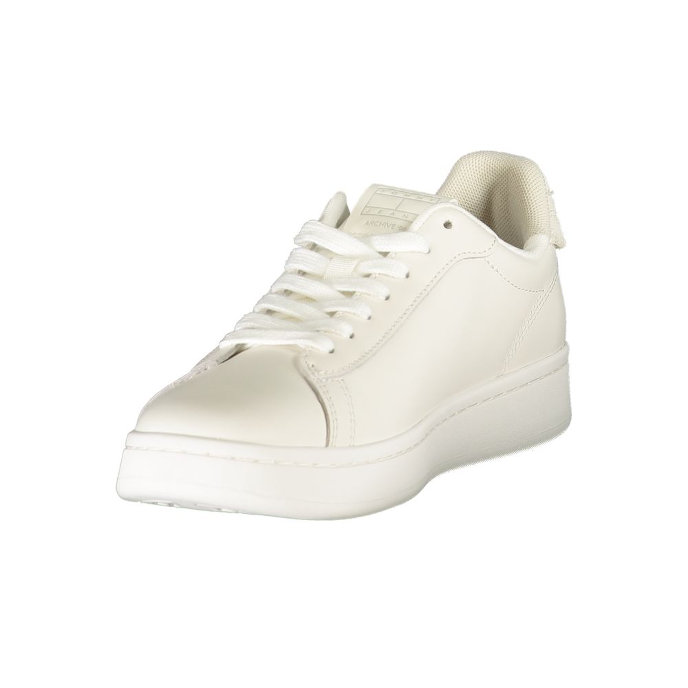 Tommy Hilfiger – Sneakers Femme Blanc | Détails Crème Contrastants | Logo Print | Semelle Amovible