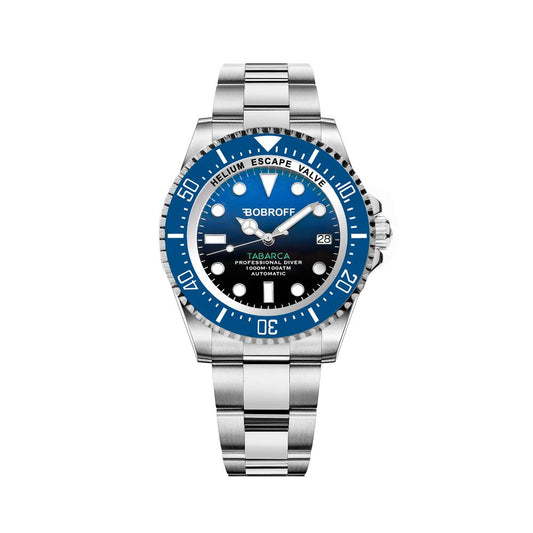 Bobroff Tabarca — Montre Automatique Full Acier Argenté, Cadran Bleu & 100 ATM