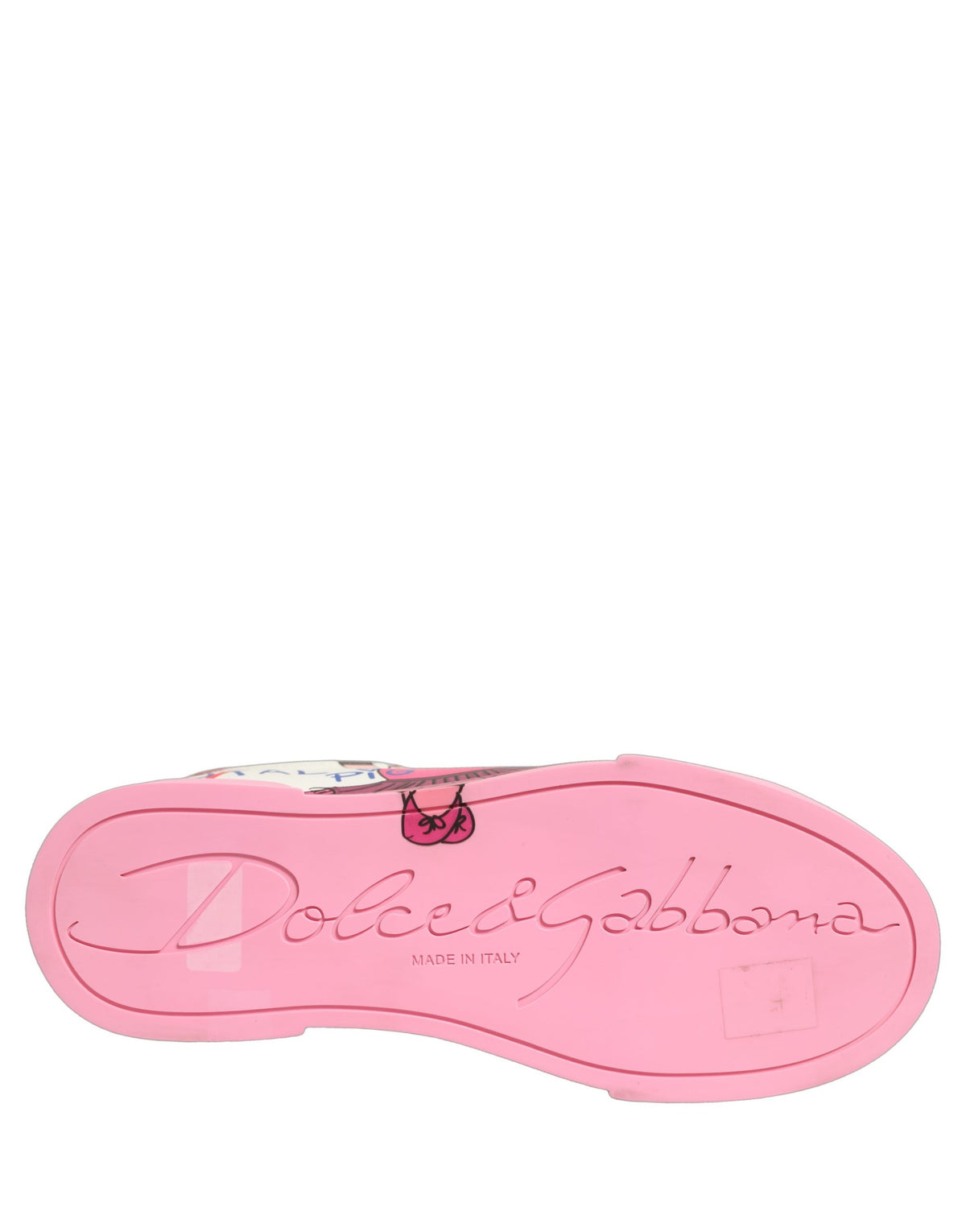 Baskets Dolce & Gabbana femme Portofino Royal Pig en cuir de veau blanc et rose – LA13401