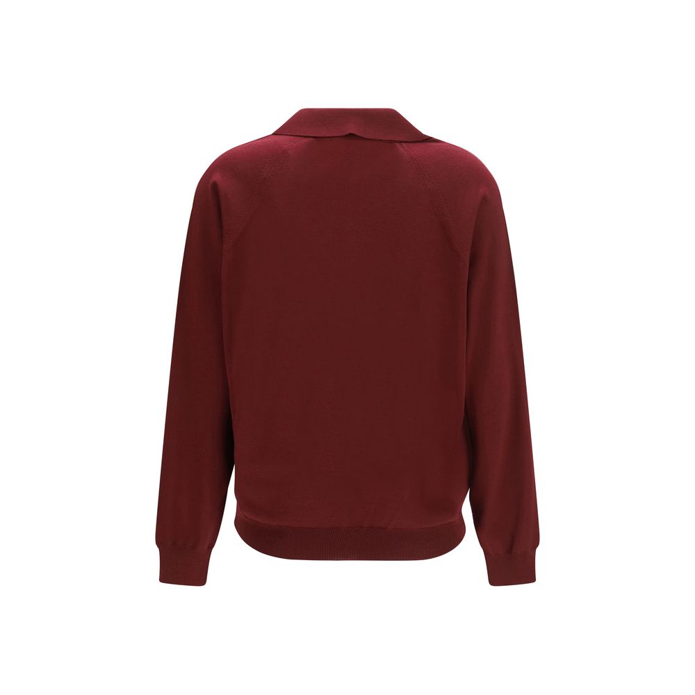 Miu Miu Cardigan Bordeaux — Laine Vierge, Logo Brodé & Fermeture Boutons | AW26