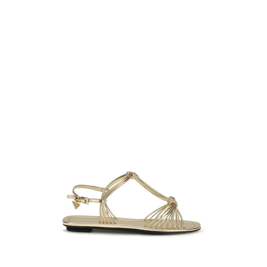 Prada Sandales Femme Nappa Mordoré — Effet Métallique & Logo Triangle Émaillé | SS26
