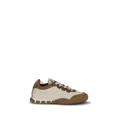 Miu Miu – Sneakers Femme Beige en Tissu & Cuir de Veau | Logo Écran | Semelle EVA Caoutchouc Étoile | AW26