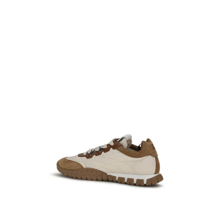 Miu Miu – Sneakers Femme Beige en Tissu & Cuir de Veau | Logo Écran | Semelle EVA Caoutchouc Étoile | AW26