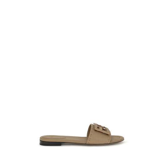 Fendi Baguette Sandals – Cuir de Veau Martelé Beige | Femme AW26