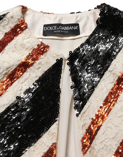 Manteau long Dolce & Gabbana femme à sequins en nylon multicolore – JKT41896