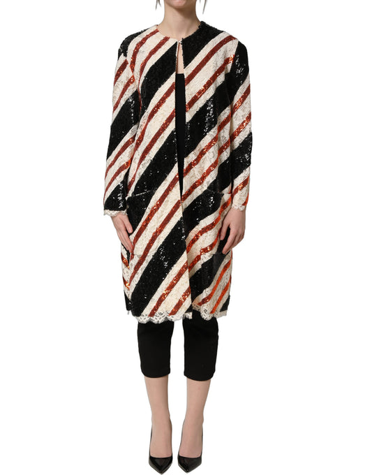 Manteau long Dolce & Gabbana femme à sequins en nylon multicolore – JKT41896