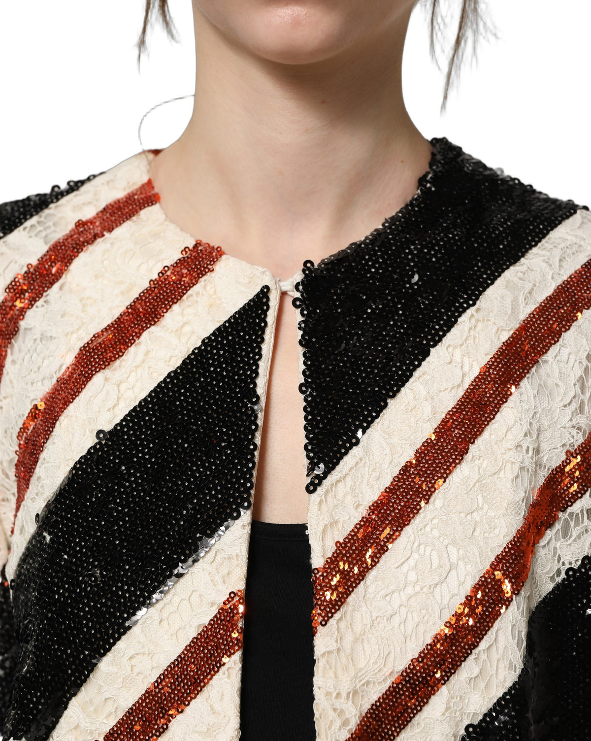 Manteau long Dolce & Gabbana femme à sequins en nylon multicolore – JKT41896