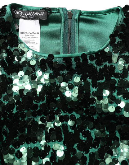 Dolce & Gabbana Crop Top Sequins – Manches Longues, Vert