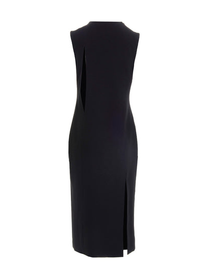 Versace Robe Midi Sans Manches – Cut-Out & Fente, Noir