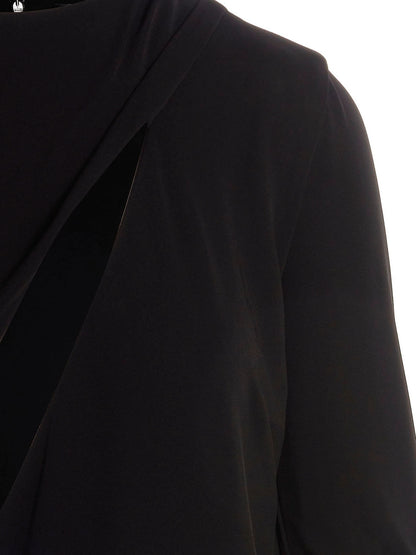 Versace Robe Jersey Manches Longues – Cut-Out & Drapé, Noir