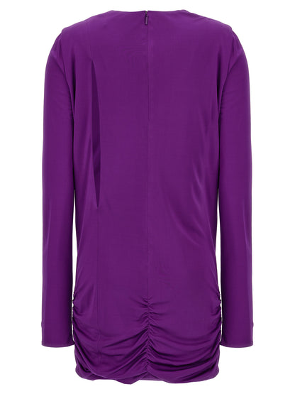 Versace Robe Jersey Manches Longues – Cut-Out & Drapé, Violet
