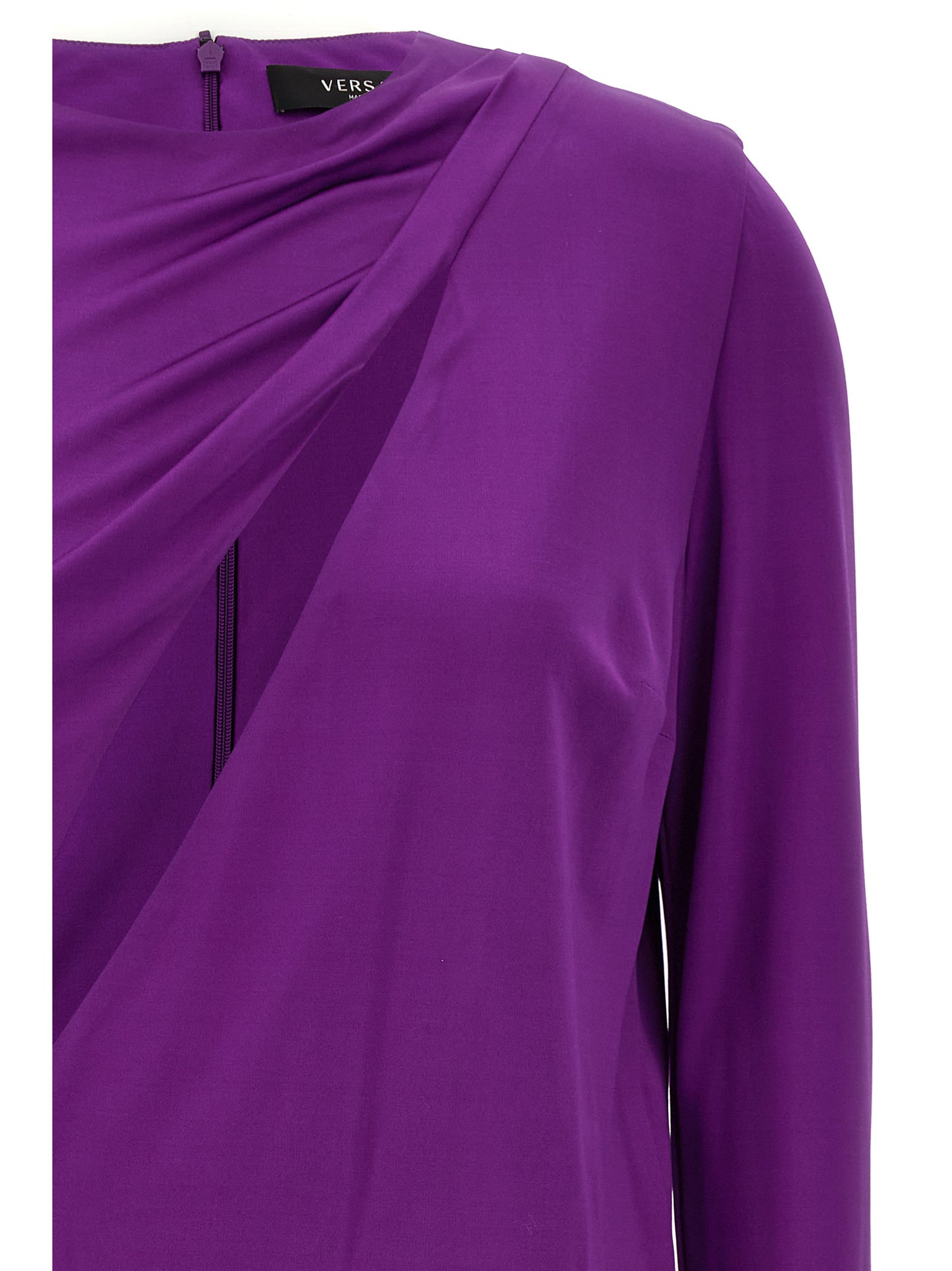 Versace Robe Jersey Manches Longues – Cut-Out & Drapé, Violet