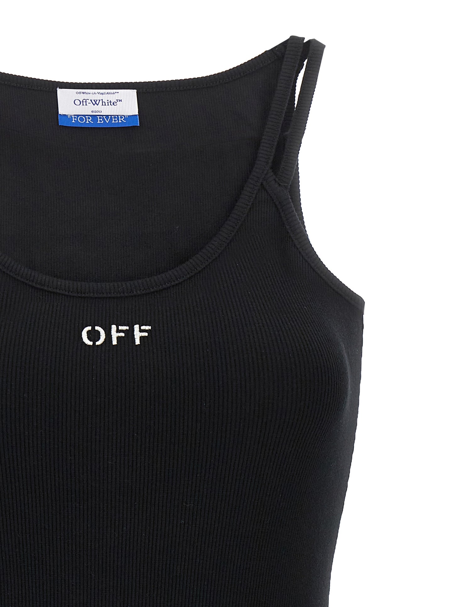 Off-White Mini Robe Off Stamp Ribée – Coton Stretch, Noir