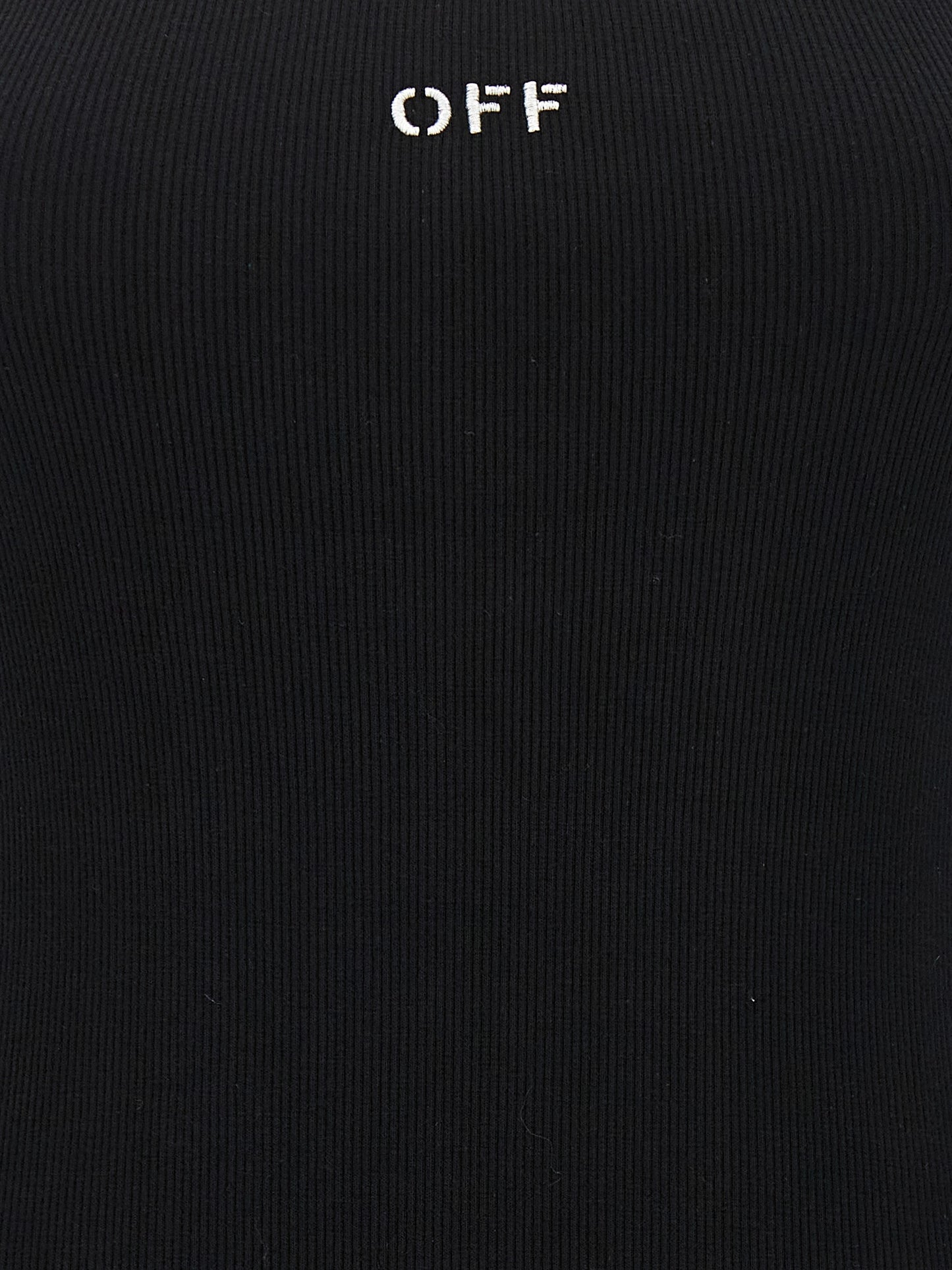 Off-White Mini Robe Off Stamp Ribée – Coton Stretch, Noir