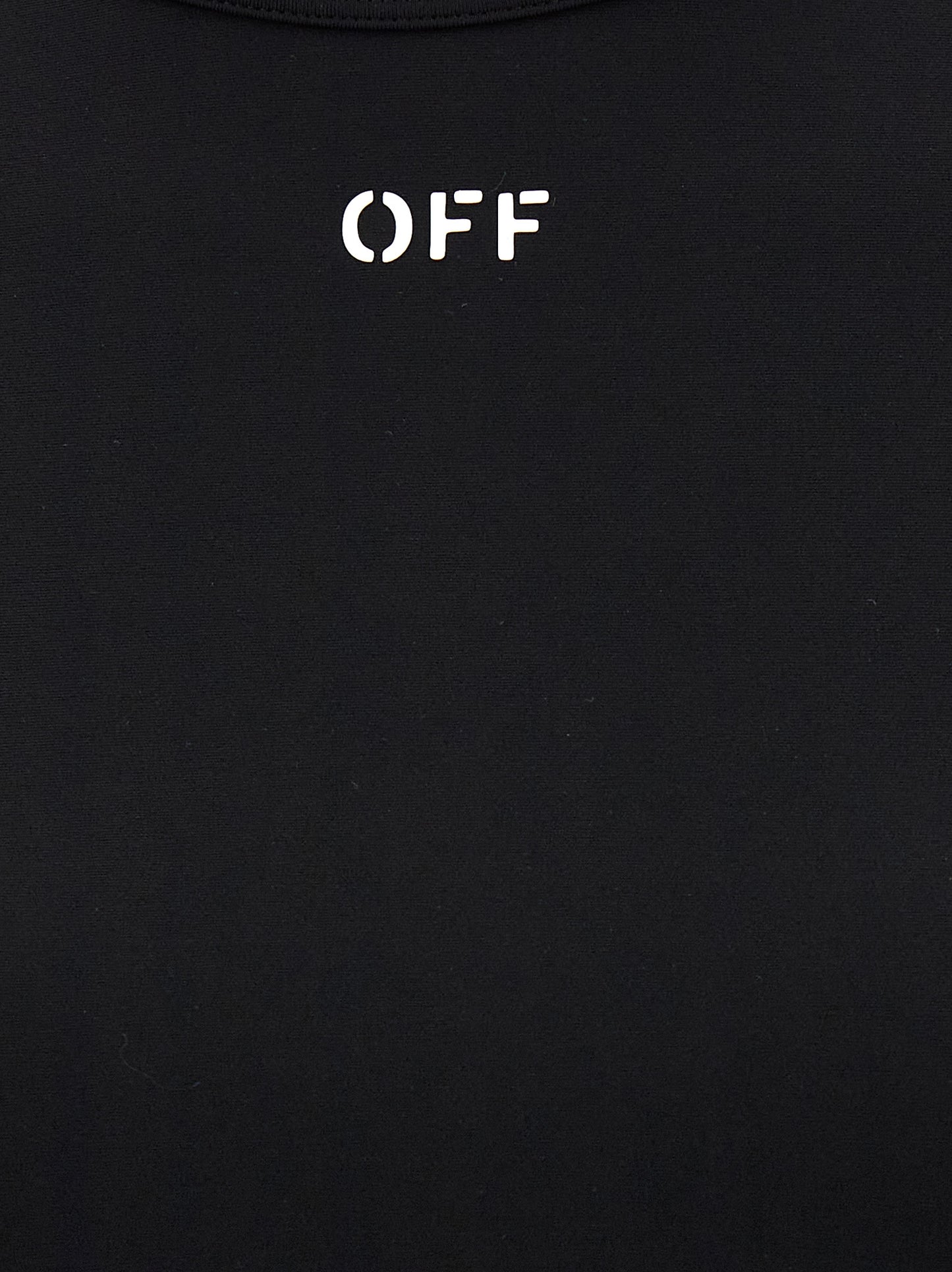 Off-White Crop Top Manches Longues – Cut-Out & Logo Print, Noir