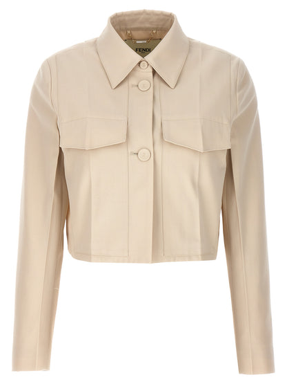 Fendi Beige Wool Full-Length Jacket