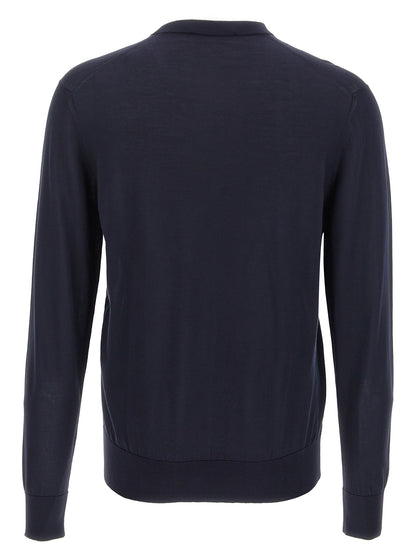 Dolce & Gabbana Pull Homme – 100% Soie, Logo Brodé, Bleu