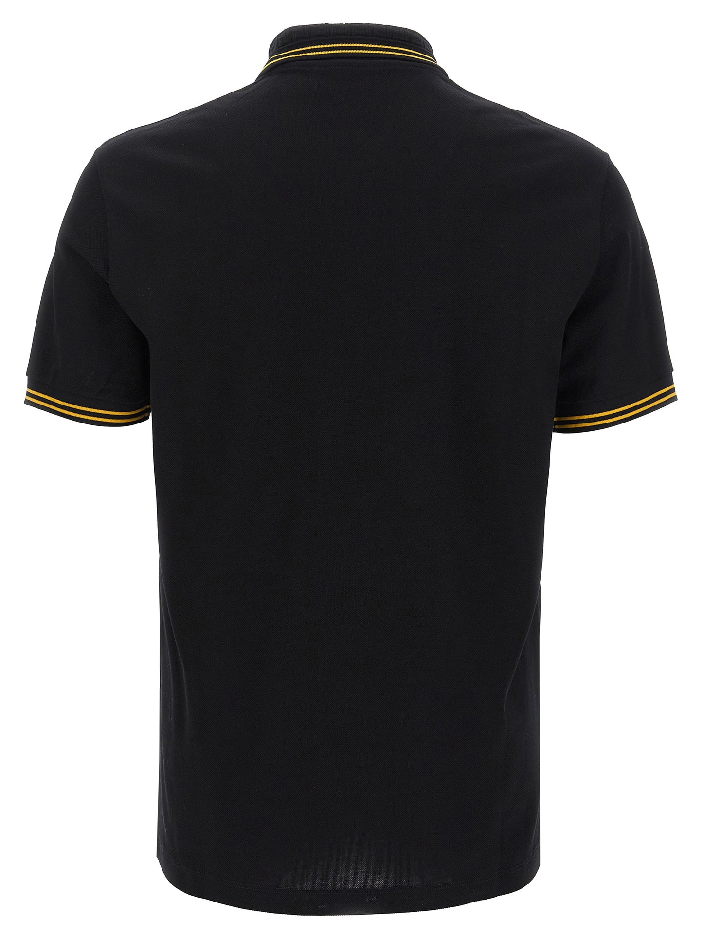 Versace Polo Homme Piqué – Col Jacquard Greca & Patch Méduse, Noir