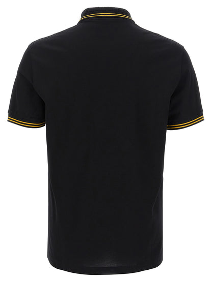 Versace Polo Homme Piqué – Col Jacquard Greca & Patch Méduse, Noir