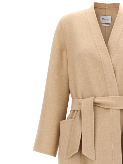 Manteau long Max Mara femme Vezzoso en laine de chameau beige – MA-304746