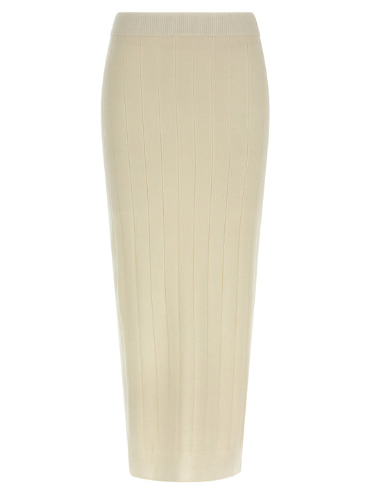 Max Mara White Cashmere Midi Skirt
