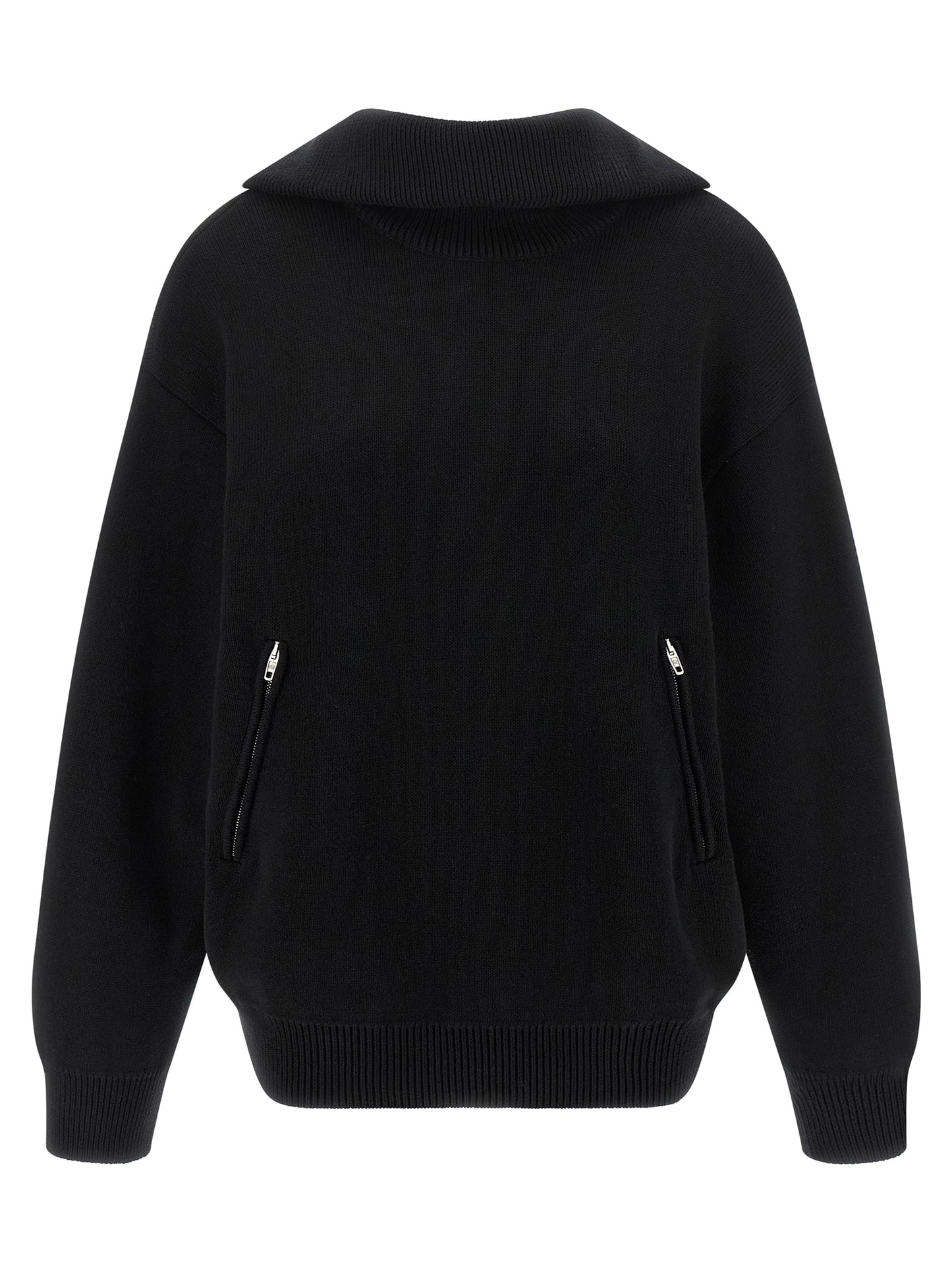 Balenciaga Sweater Back-to-Front Femme – Coton Lourd, Col Roulé, Noir