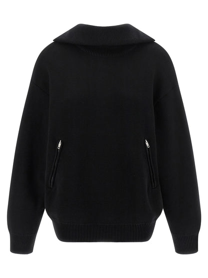 Balenciaga Sweater Back-to-Front Femme – Coton Lourd, Col Roulé, Noir