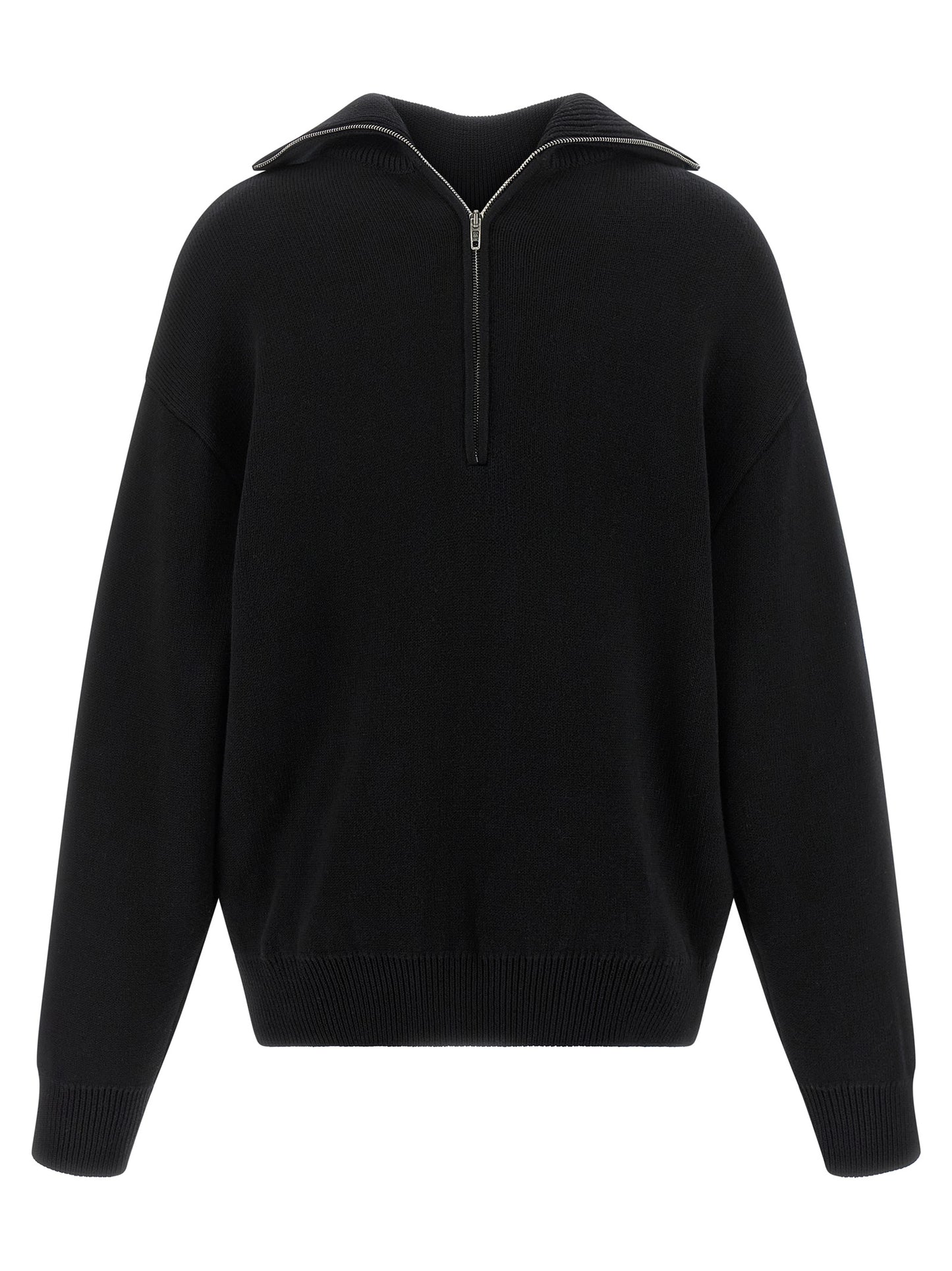 Balenciaga Sweater Back-to-Front Femme – Coton Lourd, Col Roulé, Noir