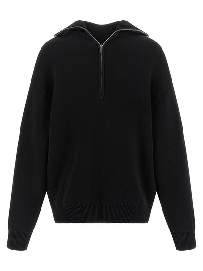 Balenciaga Sweater Back-to-Front Femme – Coton Lourd, Col Roulé, Noir