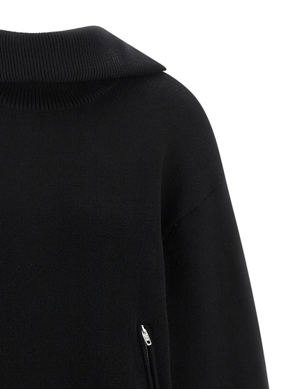 Balenciaga Sweater Back-to-Front Femme – Coton Lourd, Col Roulé, Noir