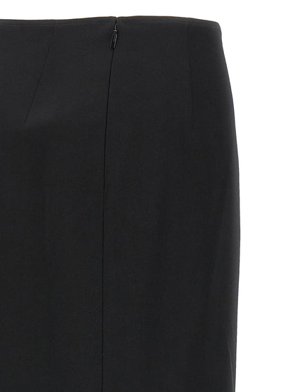 Fendi Black Virgin Wool Midi Skirt