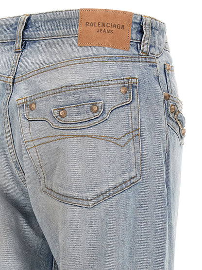 Jean Balenciaga femme City en coton bleu clair – BA-321805
