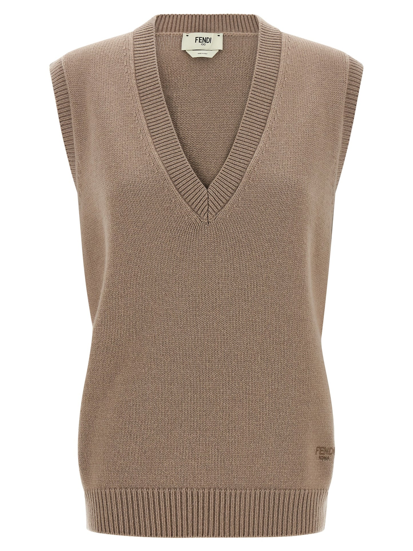 Fendi Beige Cashmere Sleeveless Jacket