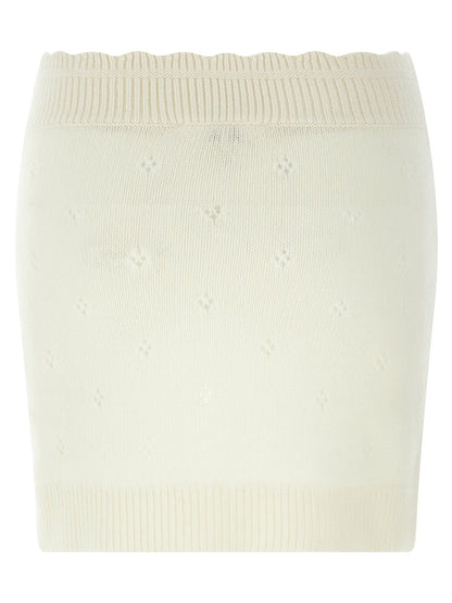 Chloé White Wool Long Skirt