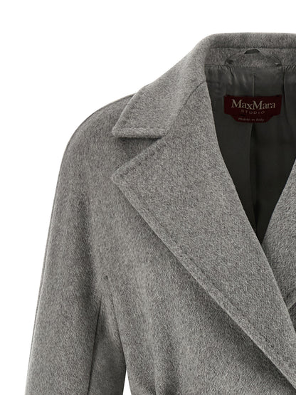 Manteau mi-long Max Mara Studio femme Panteon en cachemire gris – MA-324259
