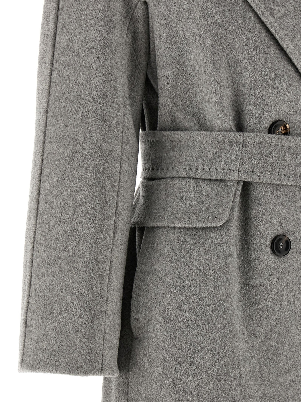 Manteau mi-long Max Mara Studio femme Panteon en cachemire gris – MA-324259