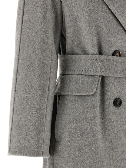 Manteau mi-long Max Mara Studio femme Panteon en cachemire gris – MA-324259