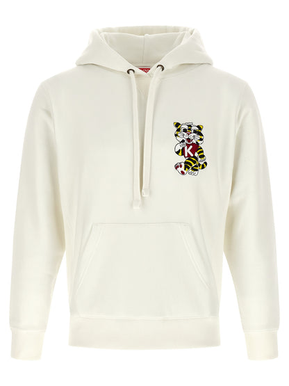 Sweat à capuche Kenzo femme Wild Tiger en coton blanc – KE-325173