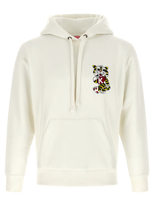 Sweat à capuche Kenzo femme Wild Tiger en coton blanc – KE-325173