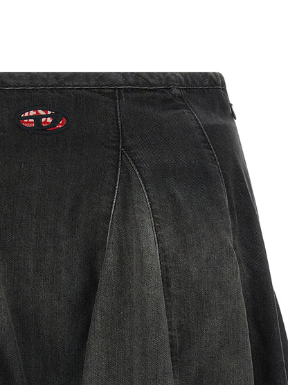 Diesel Black Cotton Long Skirt